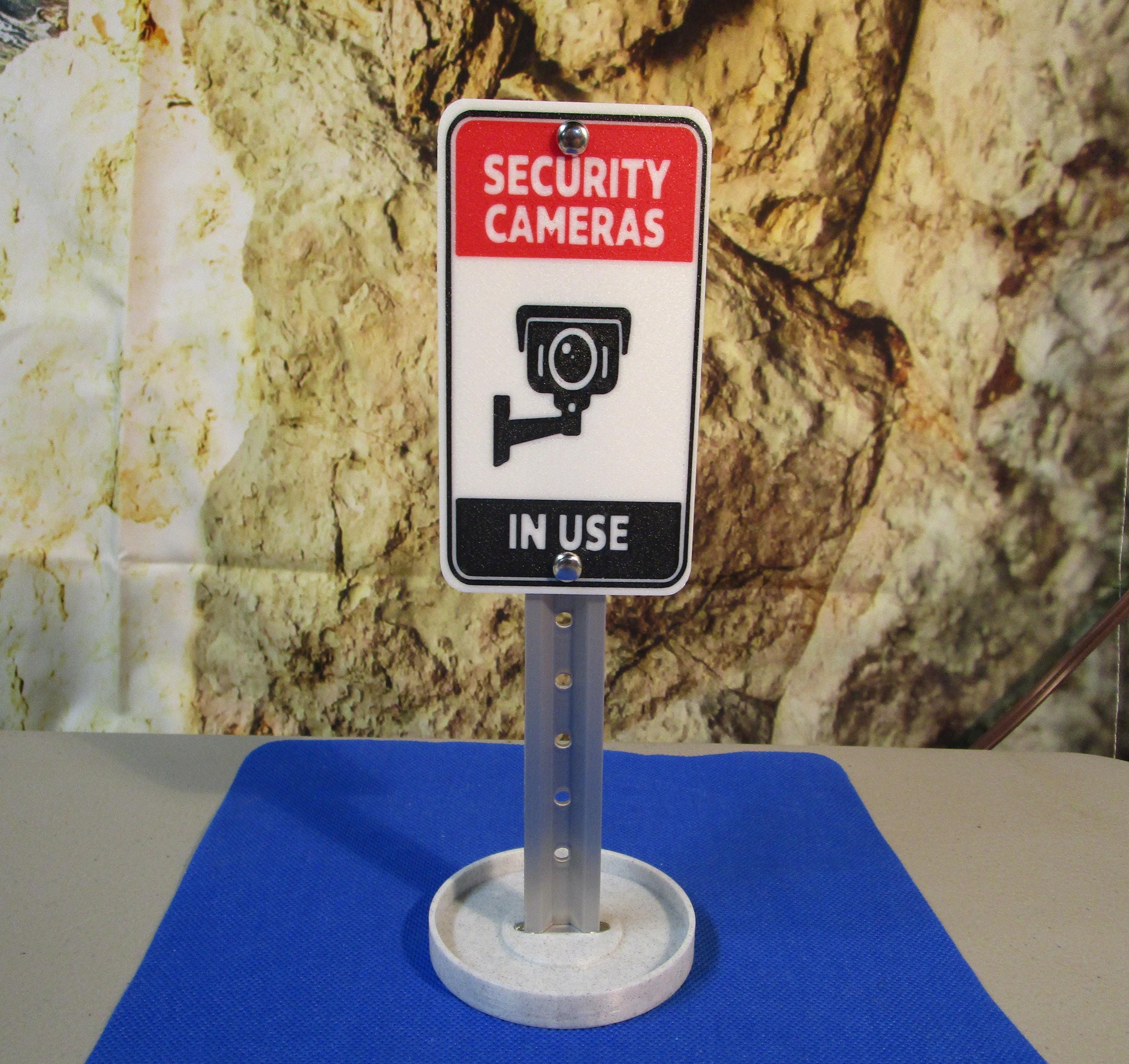 Security Cameras In Use Desk Sign – Countertop Business Security Reminder – Retail Theft Deterrent Display
