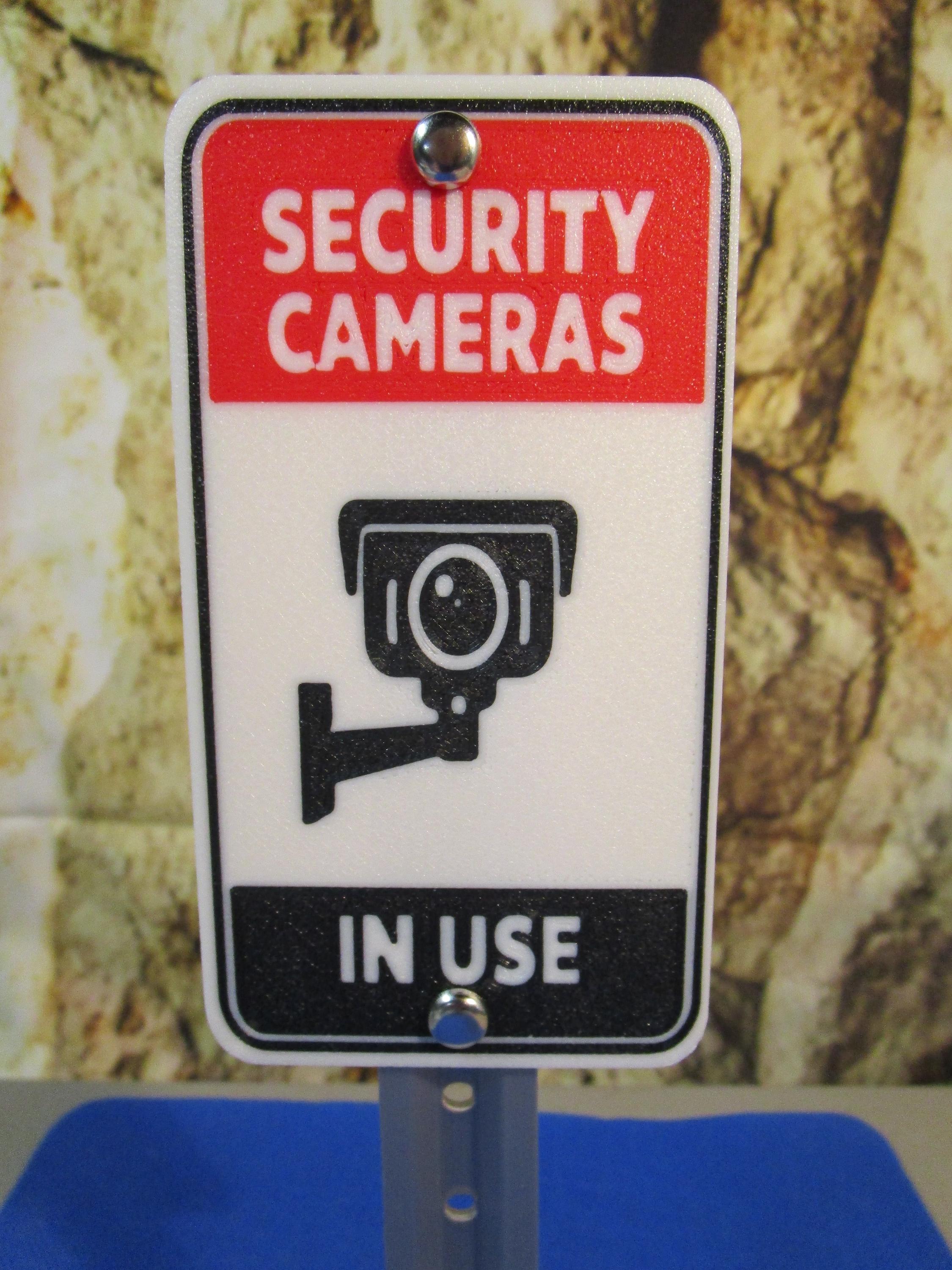 Security Cameras In Use Desk Sign – Countertop Business Security Reminder – Retail Theft Deterrent Display