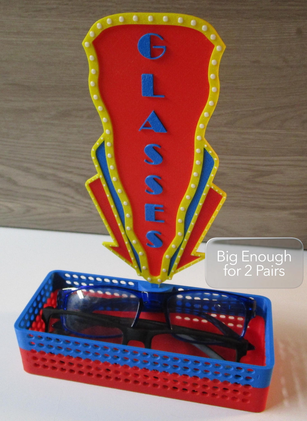 Glasses Holder – Retro Movie Marquee Style Nightstand Organizer