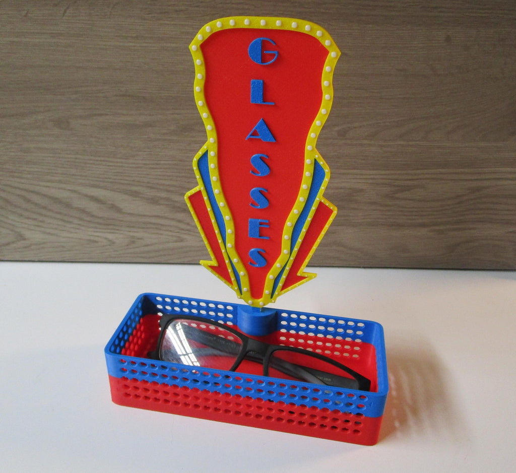 Glasses Holder – Retro Movie Marquee Style Nightstand Organizer