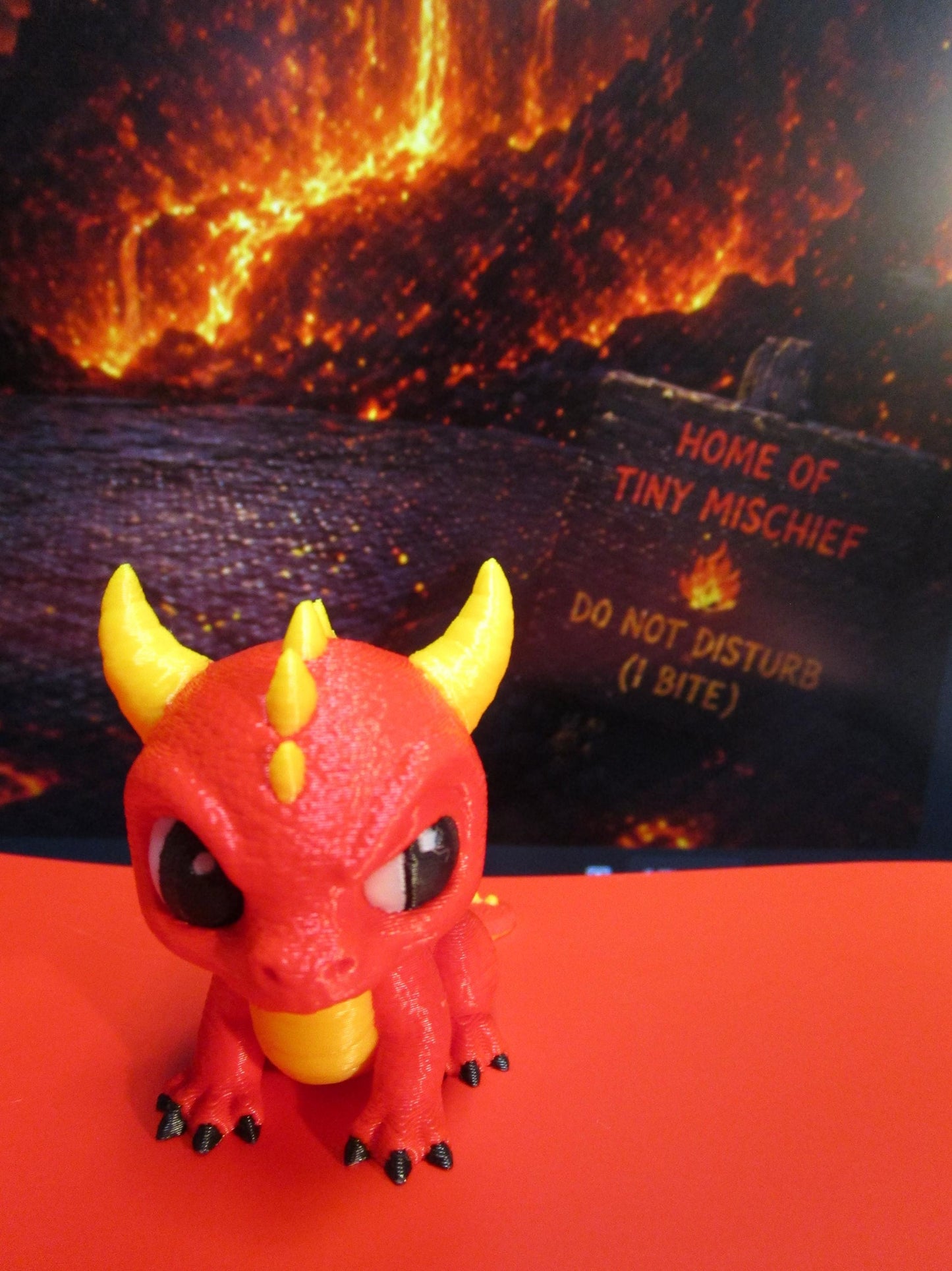Mischievous Red Dragon Figure, Fantasy Desk Companion, Gamer Shelf Decor, 50mm Plastic Miniature