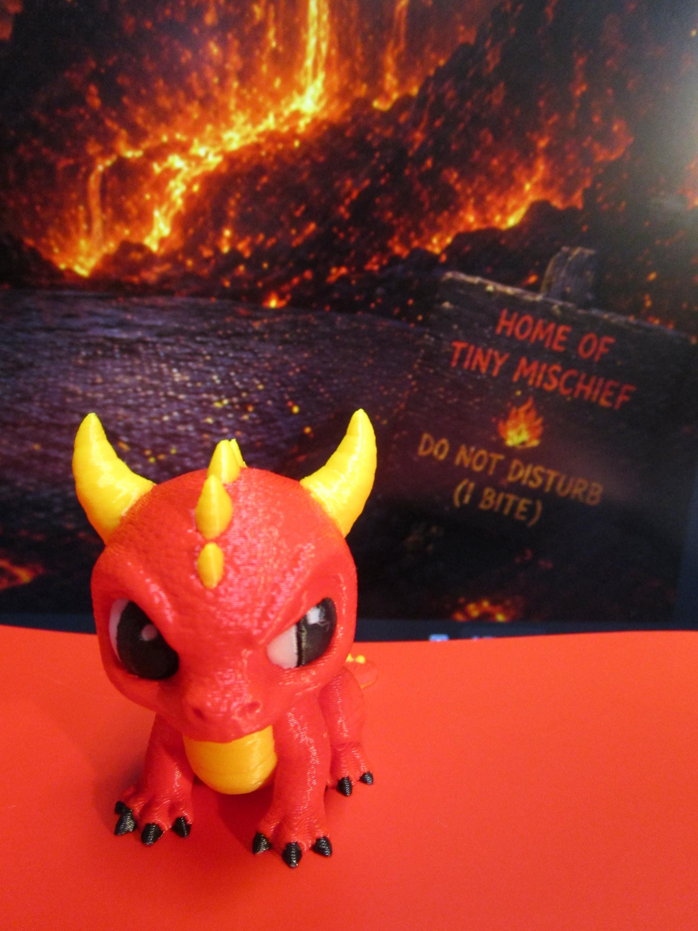 Mischievous Red Dragon Figure, Fantasy Desk Companion, Gamer Shelf Decor, 50mm Plastic Miniature