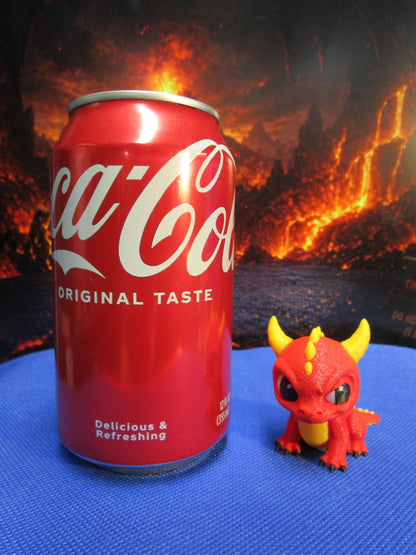 Mischievous Red Dragon Figure, Fantasy Desk Companion, Gamer Shelf Decor, 50mm Plastic Miniature