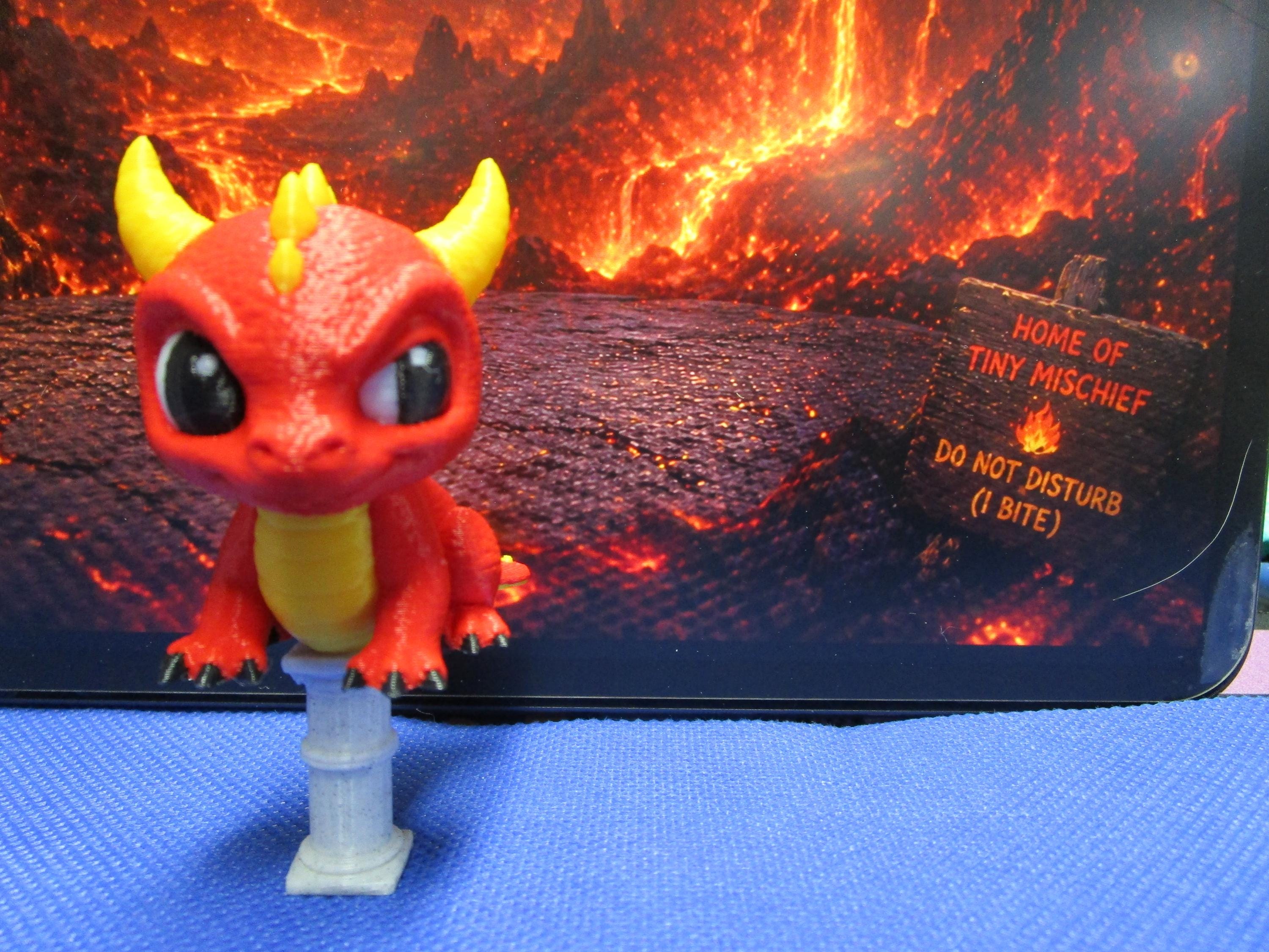 Mischievous Red Dragon Figure, Fantasy Desk Companion, Gamer Shelf Decor, 50mm Plastic Miniature